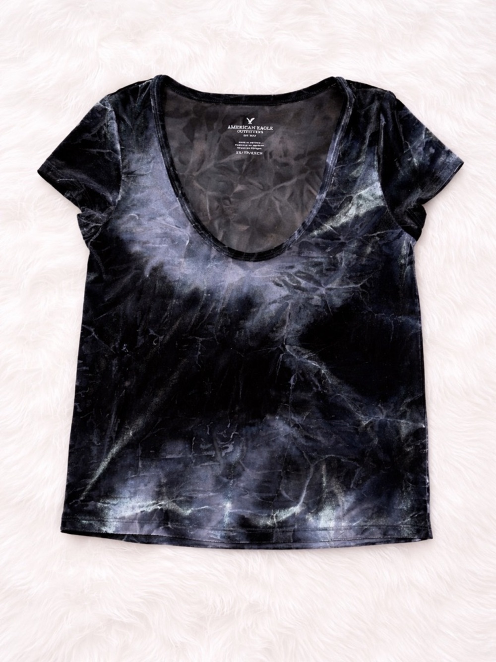 American Eagle Velvet Tie Dye Slightly Cropped Top XS Y2K Grunge Soft Girl Tee